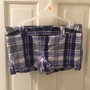 Purple plaid shorts
